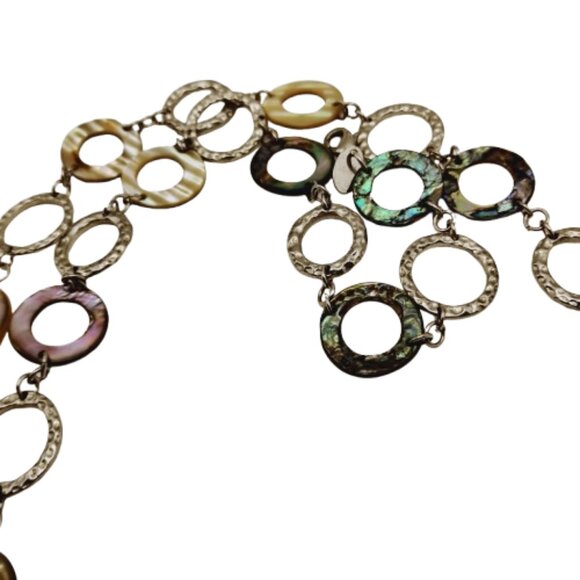 Long Lia Sophia Abalone and Silver-tone Loop Chain Necklace - Picture 9 of 15